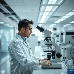 Scientist working in a lab with medical equipment, symbolizing research