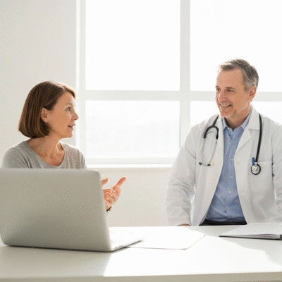 User interacting with a healthcare professional