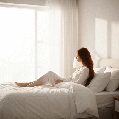 User relaxing on a comfortable bed