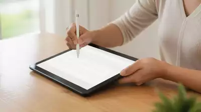User submitting online form on tablet
