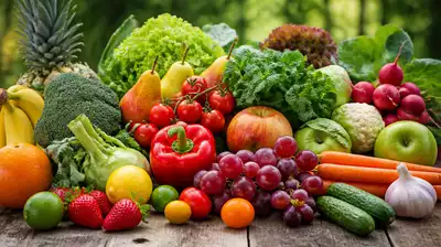Fresh fruits and vegetables for healthy eating