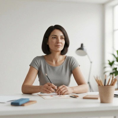 Patientin bei kreativen Therapiesitzungen mit Ergotherapie